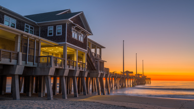 Jennette's Pier in Nags Head, Outer Banks, at sunset