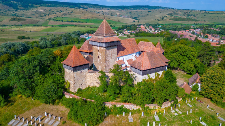 Church and graveyard in Viscri, Romania