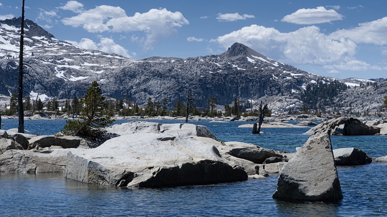 Winter views of Lake Aloha in California's Desolation Wilderness