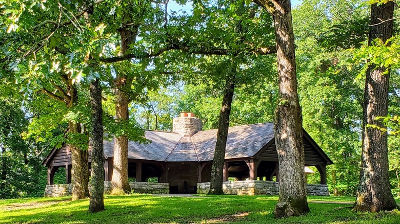House surrounded by trees at Dr. Edmund A. Babler Memorial State Park, Missouri