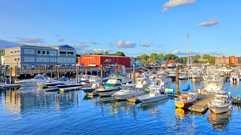 The harbor with boats in Beverly, Massachusetts