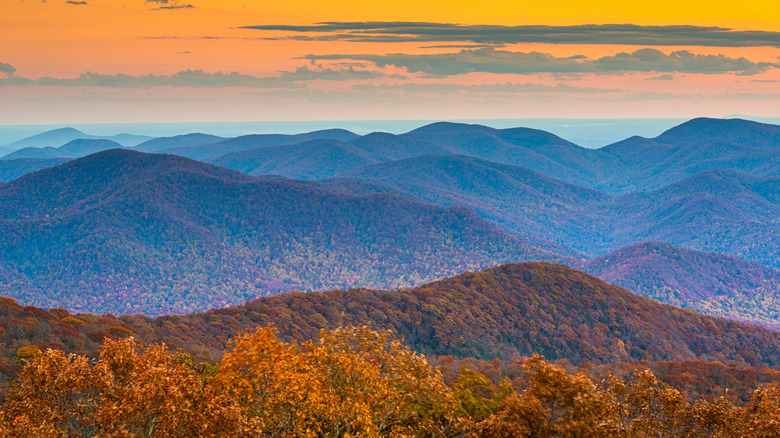 Blue Ridge Mountains at sunset in northern Georgia