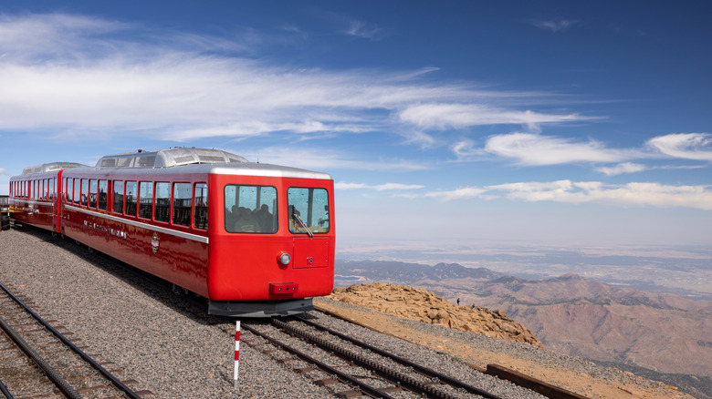 Broadmoor Manitou and Pikes Peak Cog Railway under blue skies