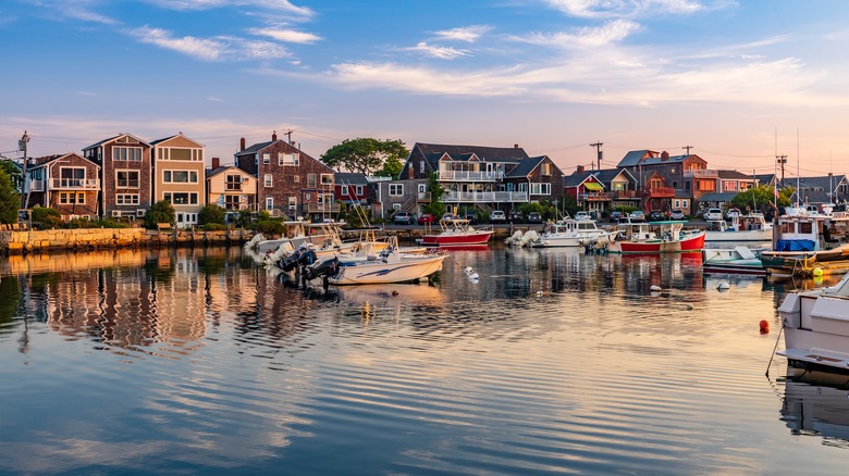 Boats in the harbor in Rockport, MA