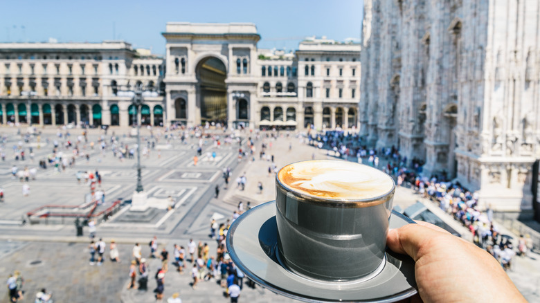 A cappuccino at Galleria Vittorio Emanuele II in Milan, Italy