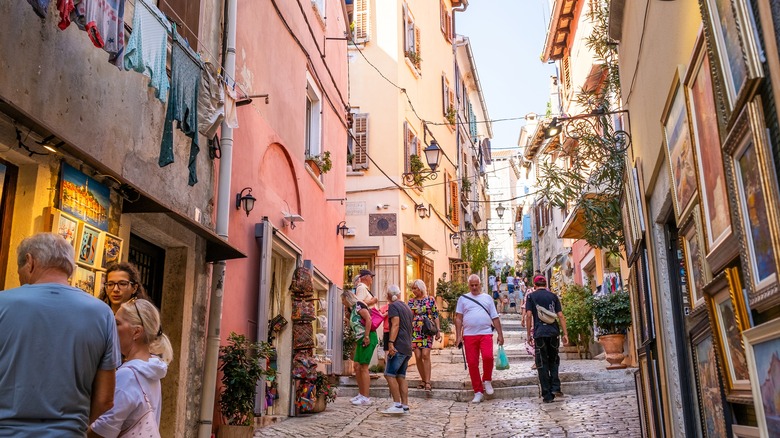 narrow Rovinj cobbblestone street