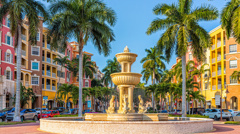 Colorful residential street in downtown Naples
