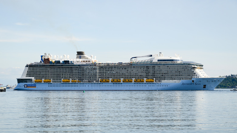 A Royal Caribbean ship departing Seattle on an Alaskan cruise