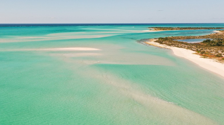 Aerial view of Pine Cay's coast