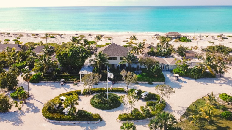 Aerial view of the Pine Cay entrance