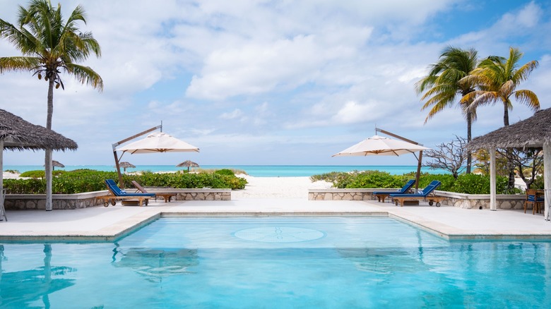 View of the pool at Pine Cay