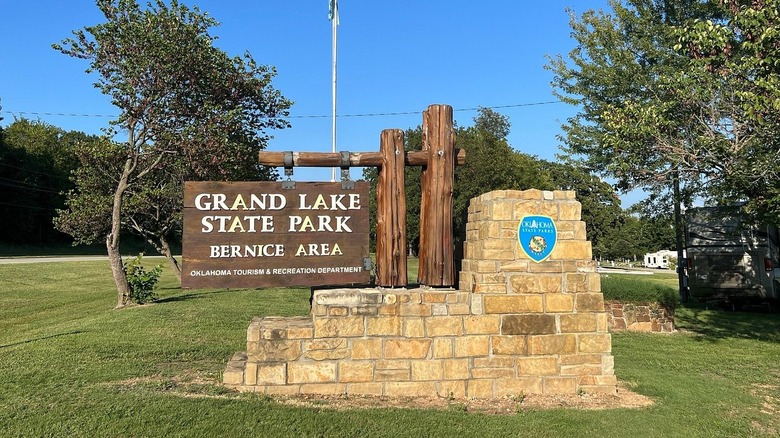 Sign for Grand Lake State Park Bernice area