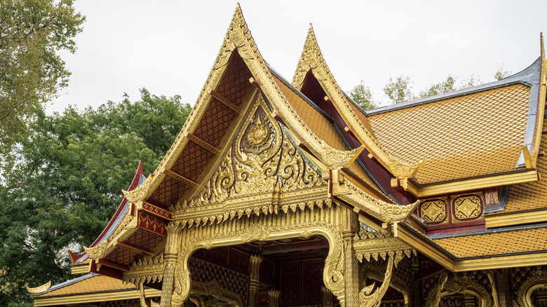 Gold detail of the gables on the Thai pavilion at Olbrich Botanical Gardens, Madison, Wisconsin