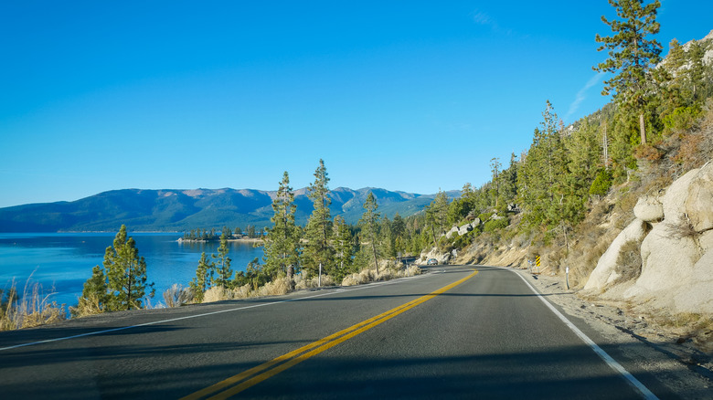 A view of Lake Tahoe from U.S. Route 50
