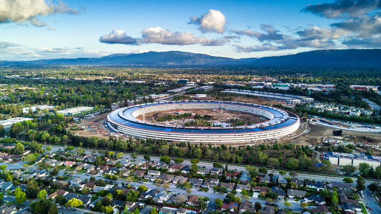 An aerial view of Apple Park in Silicon Valley
