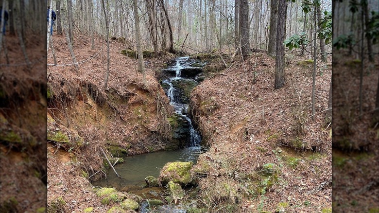 Photo of a small waterfall in Kreher Preserve & Nature Center during winter
