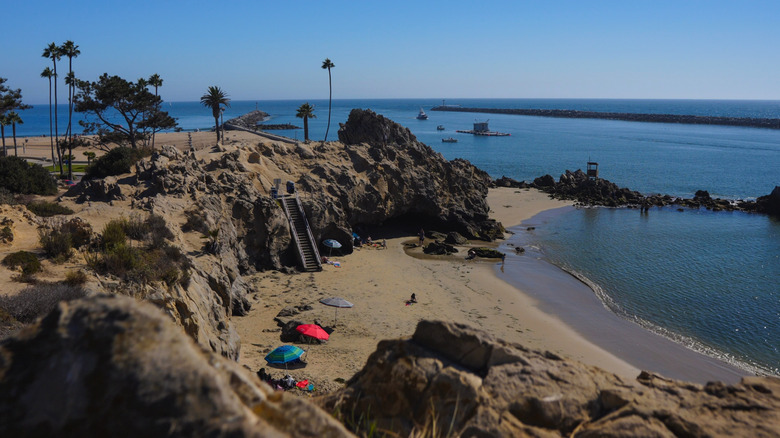 Corona del Mar section of the beach, where Pirate's Cove is located