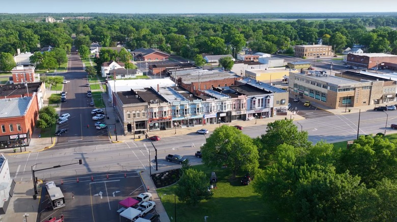 Aerial view of downtown Iola, Kansas