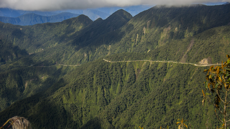 View of Death Road in the Bolivian Andes