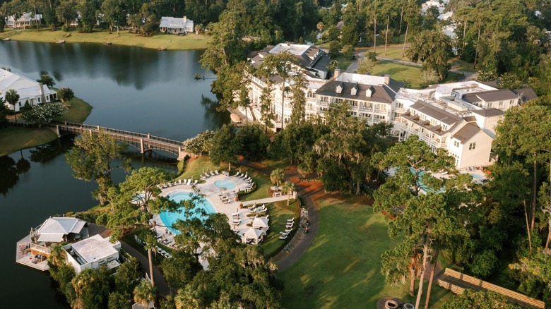 Aerial view of the property of Montage Palmetto Bluff