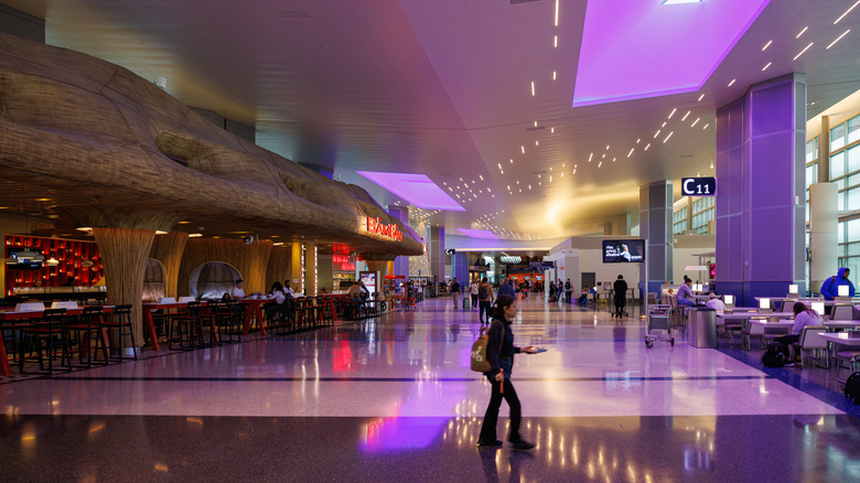 Shops, restaurants and passengers at the George Bush International Airport's Terminal C