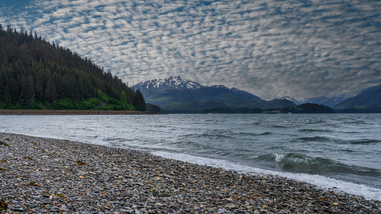 View of mountain and lake near Hoonah, Alaska, and Icy Strait