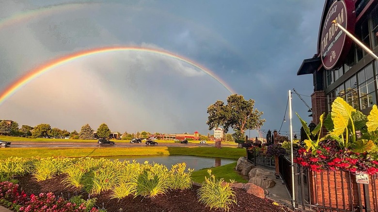 Rainbow outside of Tamarack Tap Room's garden