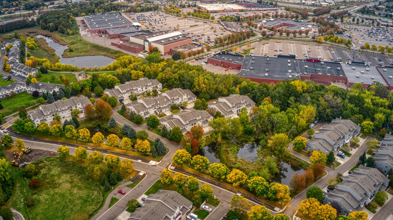 Woodbury, Minnesota suburb with houses, trees, and parks