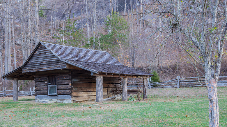 A building at the Hutchinson Homestead, Stone Mountain State Park, North Carolina