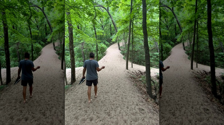 Man walks on Indiana Dunes