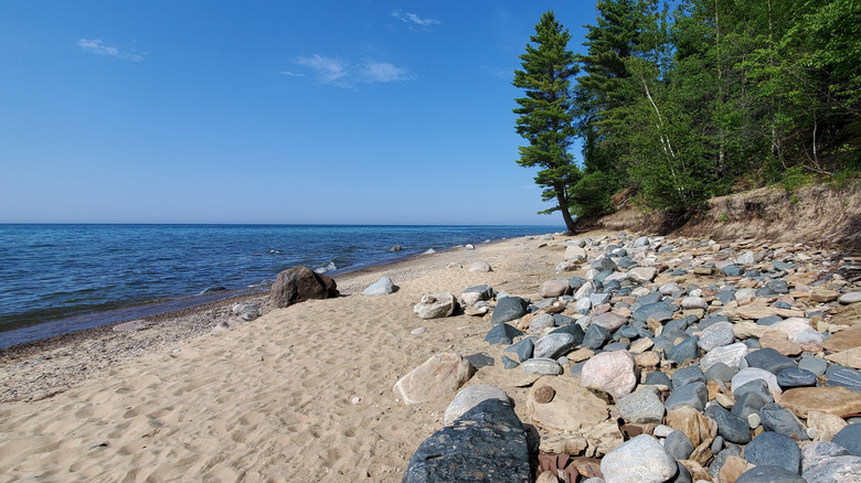 The sandy shores of Twelvemile Beach in Pictured Rocks National Lakeshore in the Upper Peninsula of Michigan.