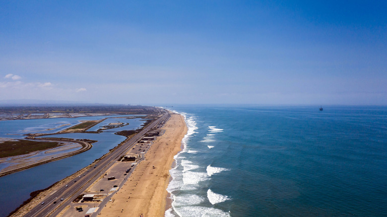 Strip of beach with wetlands/ocean