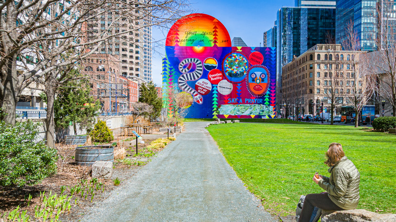 Public art on the Rose Kennedy Fitzgerald Greenway in Boston
