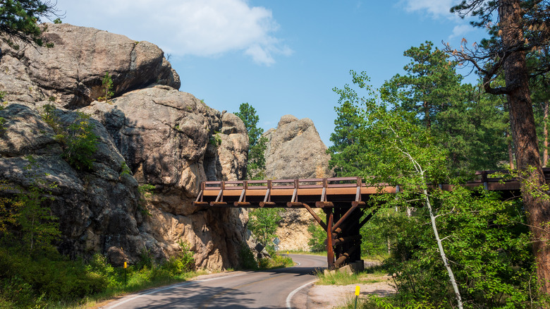 C.C. Gideon Tunnel and Pigtail Bridge on Iron Mountain Road in South Dakota