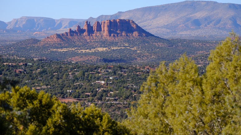 Views of red rock formations can be seen all throughout Sedona, Arizona, including around the Modern Mountain resort