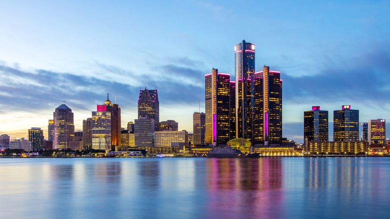 Detroit Skyline on the Detroit River, Michigan