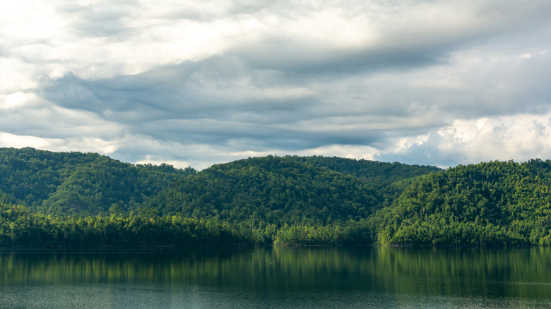 Chilhowee Lake flanked by mountains