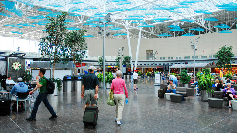 Travelers arrive at Indianapolis International Airport