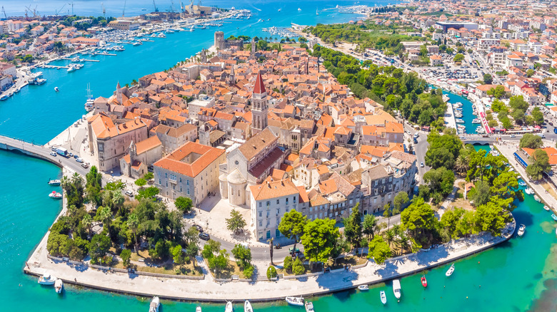 Aerial view of Trogir, Croatia in summer