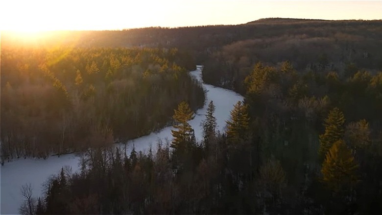 Sunset view of the Paint River from above