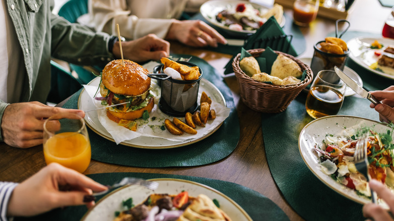 A group eating at a restaurant