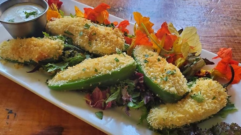 Stuffed peppers at Covered Bridge Farm to Table