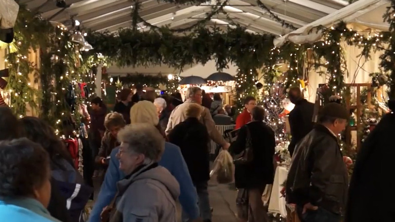 people at a Christmas market