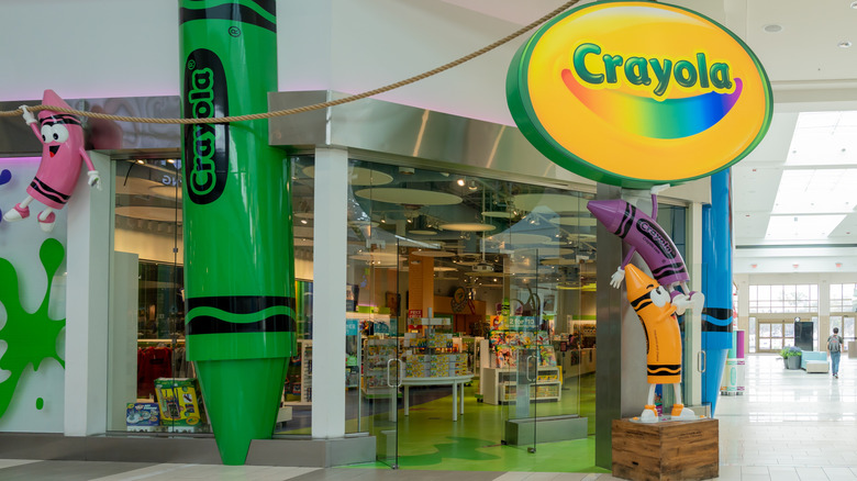 Giant crayon outside of Crayola store at The Florida Mall in Orlando, Florida