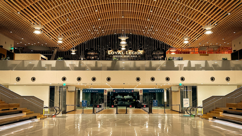 Interior shot of Loyal Legion PDX beer hall at Pittsburgh International Airport in Pennsylvania