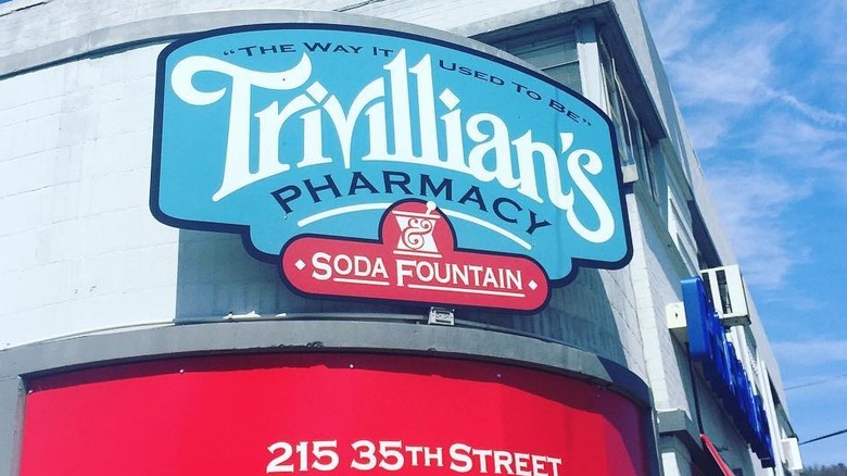 Trivillian's Pharmacy and Soda Fountain storefront in Kanawha City, West Virginia