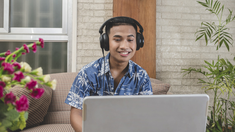 A remote worker on his laptop