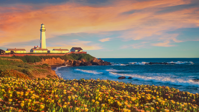 Pigeon Point Lighthouse in Pescadero at sunset
