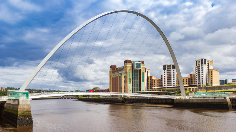 Millenium Bridge over the River Tyne and Baltic Center for Contemporary Art in Newcastle, U.K.