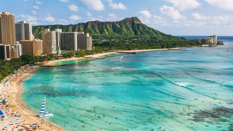 A beach in Honolulu, Hawaii